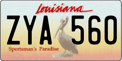 LA license plate ZYA560