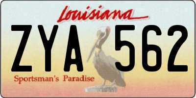 LA license plate ZYA562