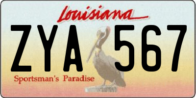 LA license plate ZYA567