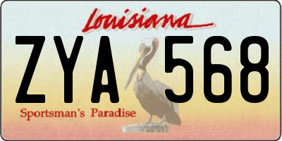 LA license plate ZYA568