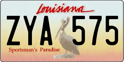 LA license plate ZYA575