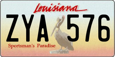 LA license plate ZYA576