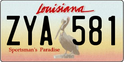 LA license plate ZYA581