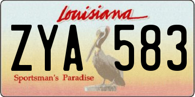 LA license plate ZYA583