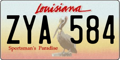 LA license plate ZYA584