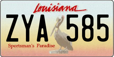 LA license plate ZYA585