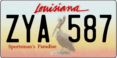 LA license plate ZYA587