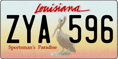 LA license plate ZYA596