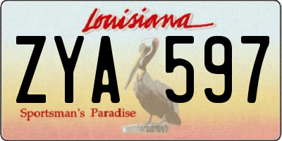 LA license plate ZYA597