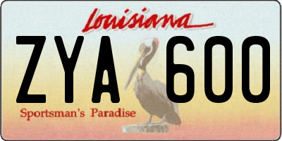 LA license plate ZYA600