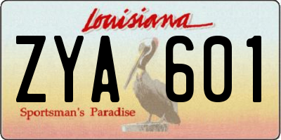 LA license plate ZYA601