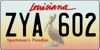 LA license plate ZYA602