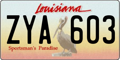 LA license plate ZYA603