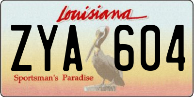 LA license plate ZYA604