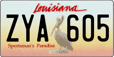 LA license plate ZYA605