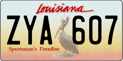 LA license plate ZYA607