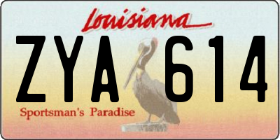 LA license plate ZYA614