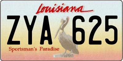 LA license plate ZYA625