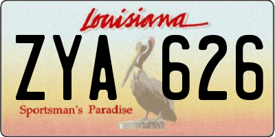LA license plate ZYA626