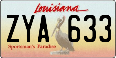 LA license plate ZYA633