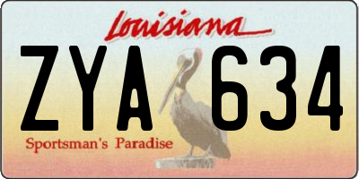 LA license plate ZYA634
