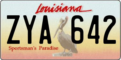 LA license plate ZYA642