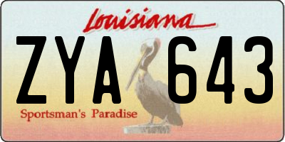 LA license plate ZYA643
