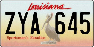 LA license plate ZYA645