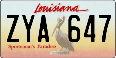 LA license plate ZYA647