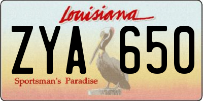 LA license plate ZYA650