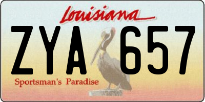 LA license plate ZYA657