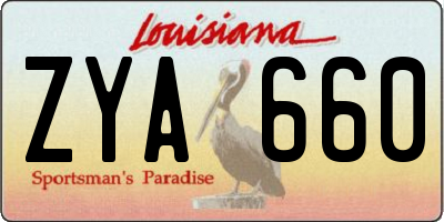 LA license plate ZYA660