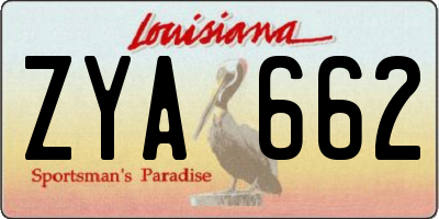 LA license plate ZYA662