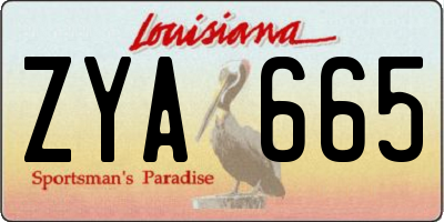 LA license plate ZYA665