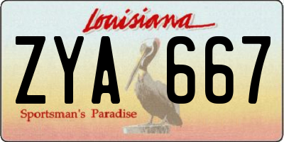LA license plate ZYA667