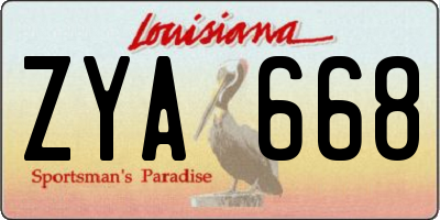 LA license plate ZYA668