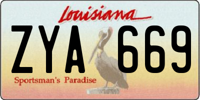 LA license plate ZYA669