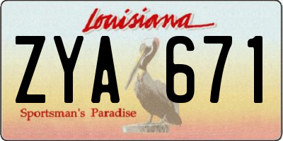 LA license plate ZYA671