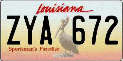 LA license plate ZYA672