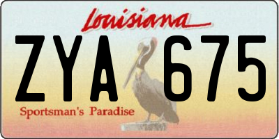LA license plate ZYA675
