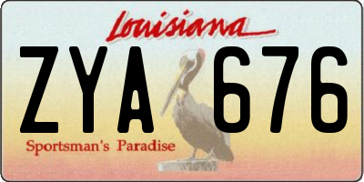 LA license plate ZYA676