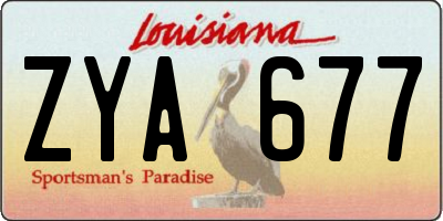 LA license plate ZYA677