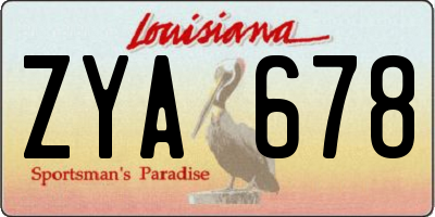 LA license plate ZYA678