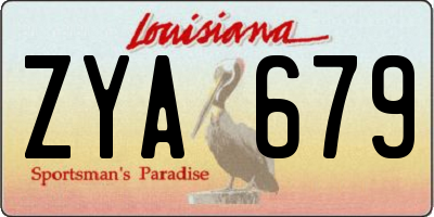 LA license plate ZYA679