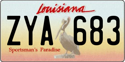 LA license plate ZYA683