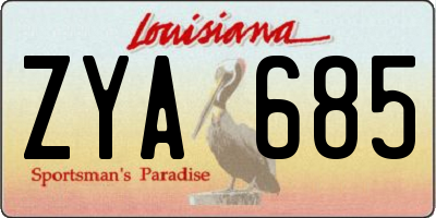 LA license plate ZYA685