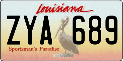 LA license plate ZYA689
