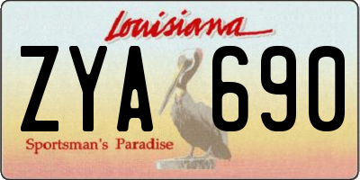 LA license plate ZYA690