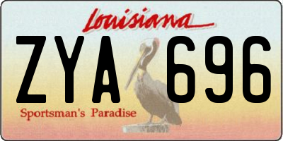 LA license plate ZYA696