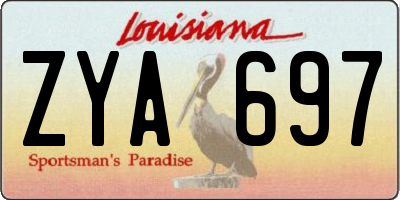 LA license plate ZYA697